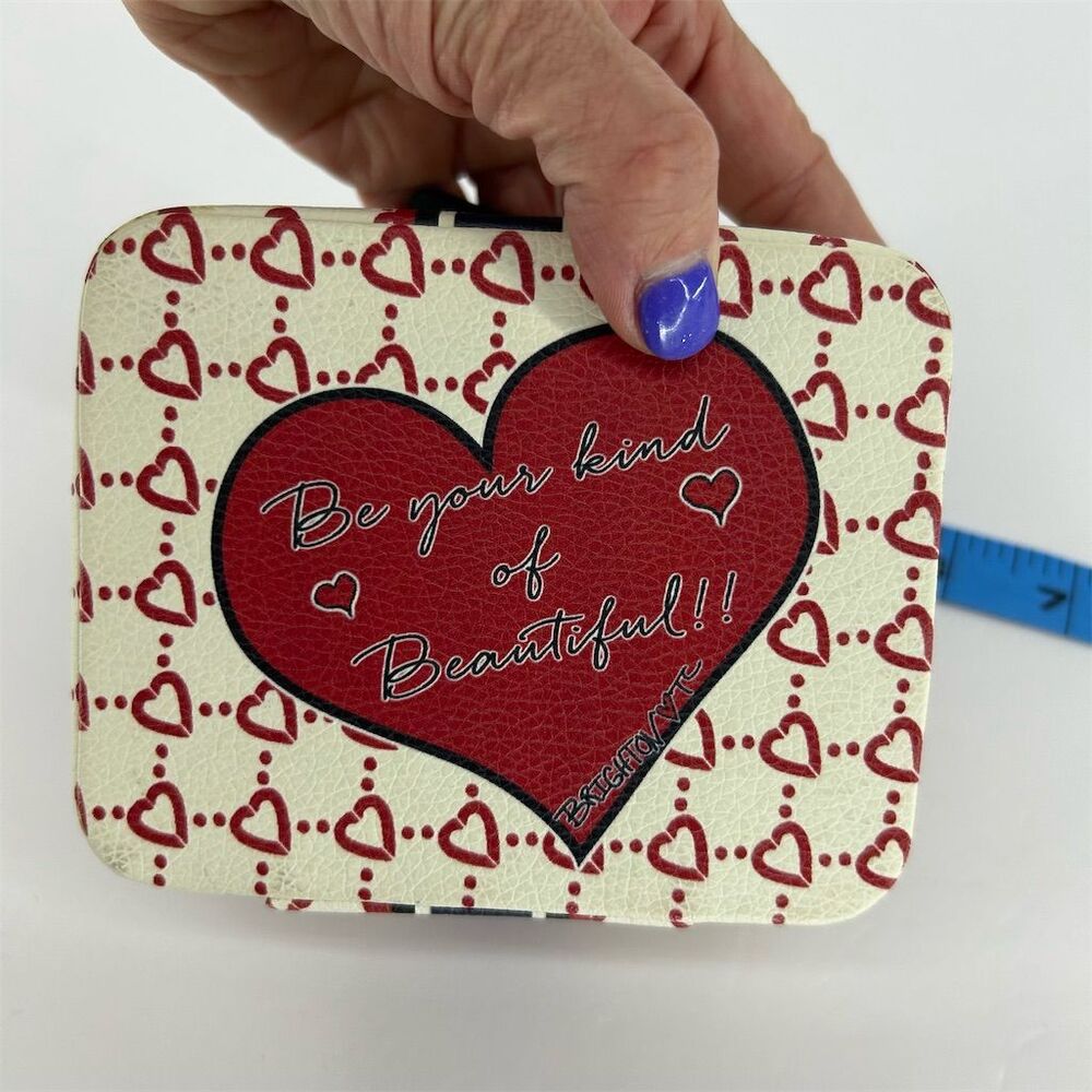 Brighton Multicolor Heart Ribbon Bow Travel Jewelry Box Mini EUC - Picture 6 of 11